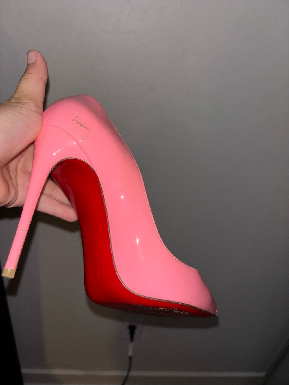 Christian Louboutin Pink Patent Stiletto with Signature Red Sole